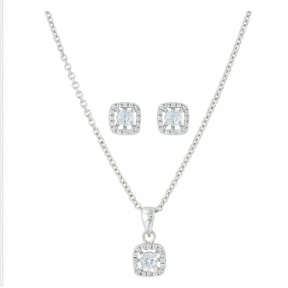 Boxed Silver Jewelry Set - Earrings and Necklace